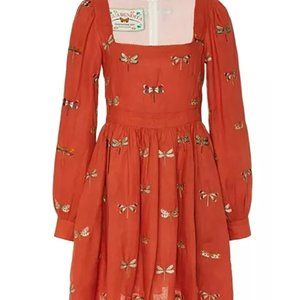 Agua by Agua Bendita Curuba dress Linen Libelulas Dragonfly size M